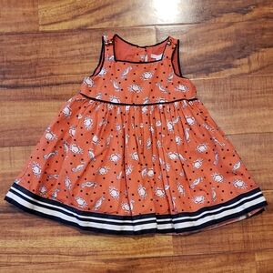 Janie and Jack GUC 12-18 months orange and navy crab print dress